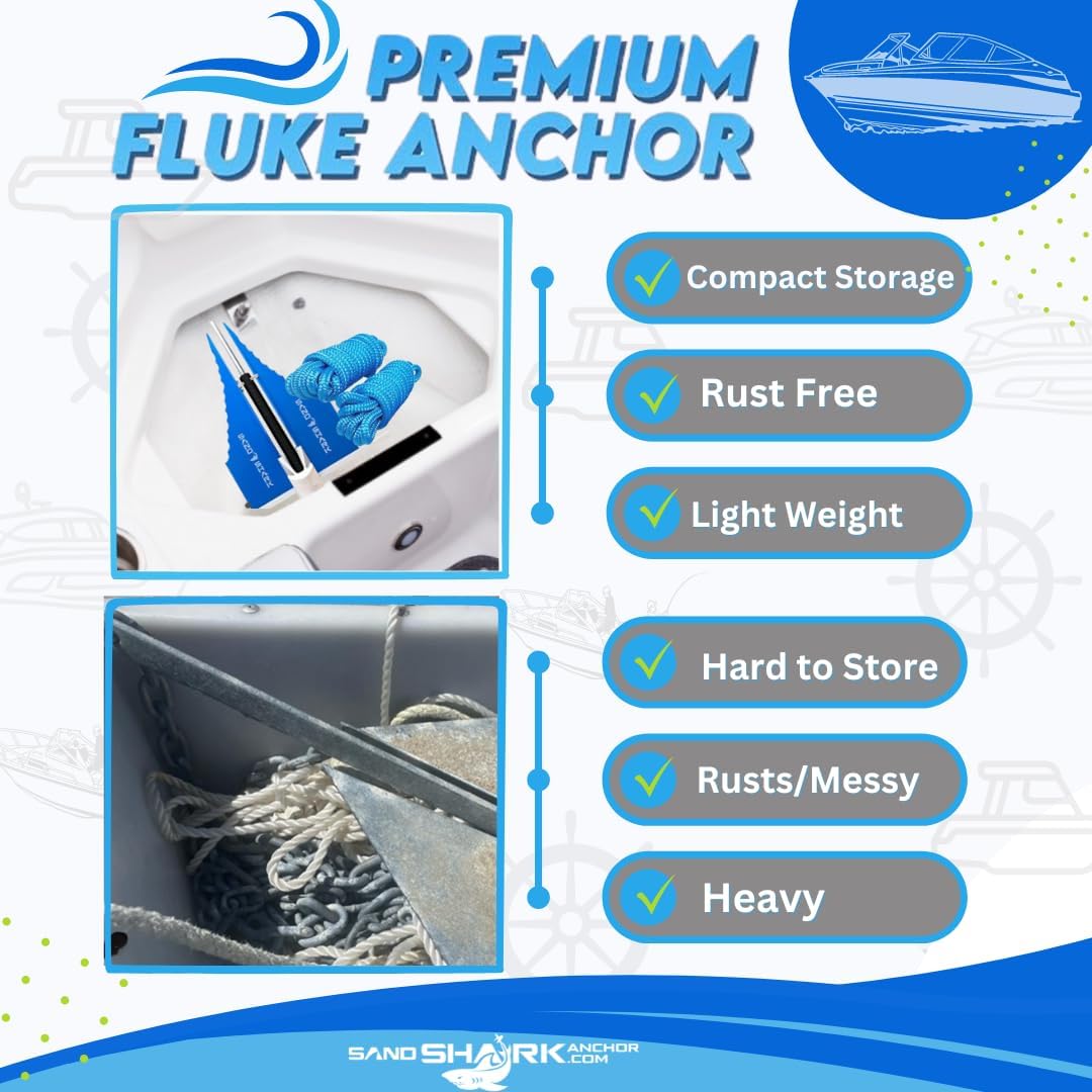 Fluke Anchor by Sandshark – Premium Anchor for Boats & Pontoons
