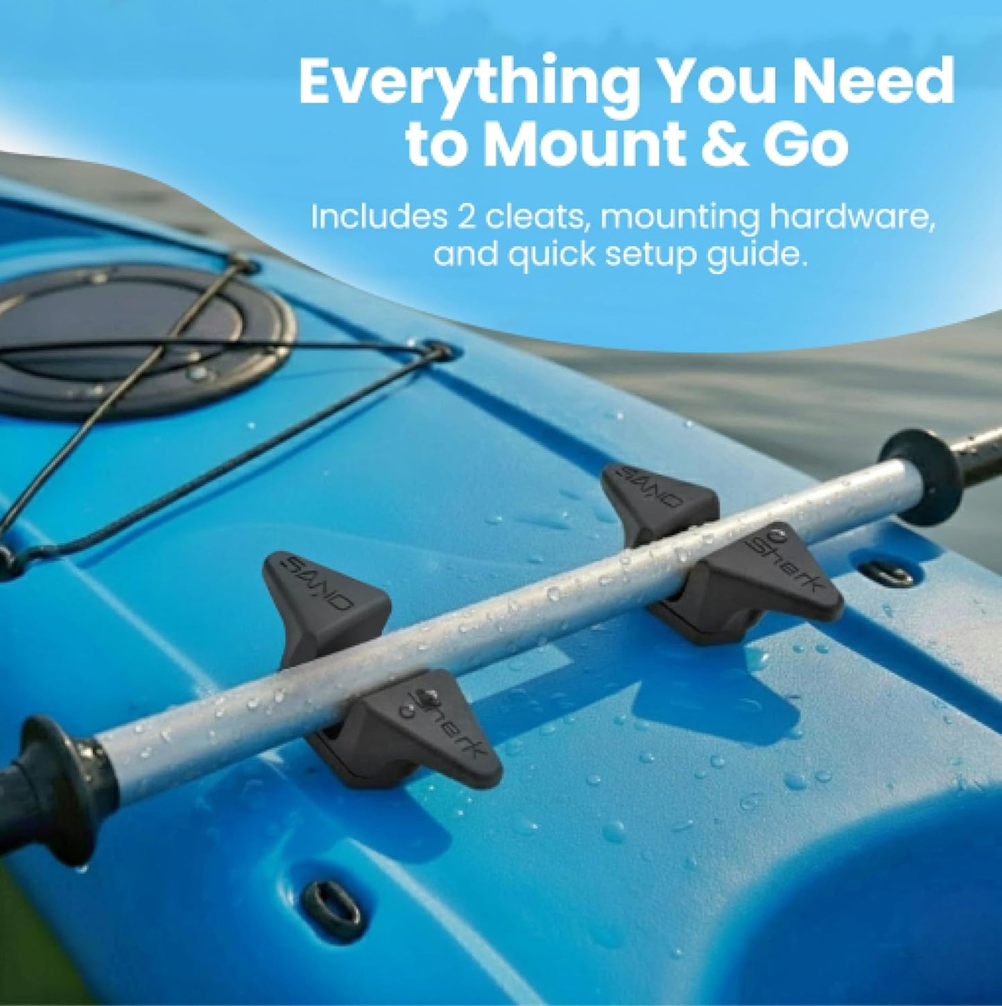 2-Pack Kayak Cleat and Paddle Holder Combo - Track Mount Kayaking Accessory