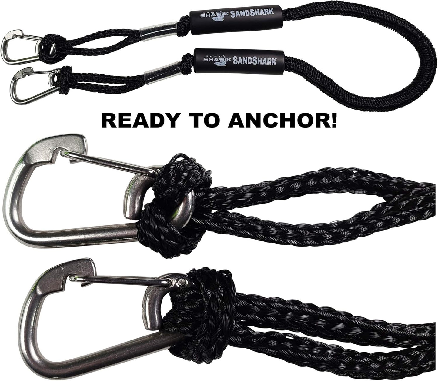 2PK SandShark Carabiner Clips 5/16" (8mm) - Stainless Steel Clip for Boat Lines