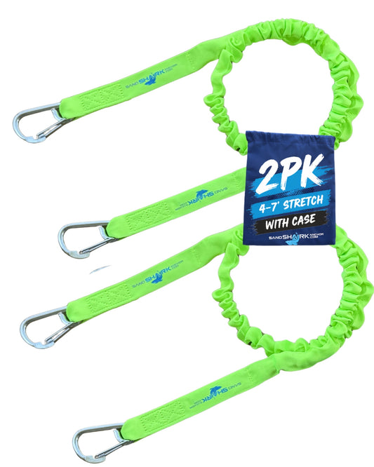 SandShark Premium Flat Bungee Line. Stretches 4-7'. Anchor and Dock Line for Boats, Jet Skis, and Pontoons. 2 Pack