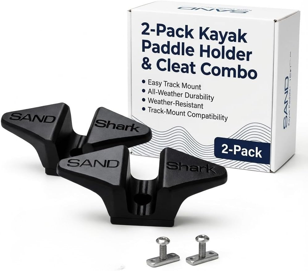 2-Pack Kayak Cleat and Paddle Holder Combo - Track Mount Kayaking Accessory