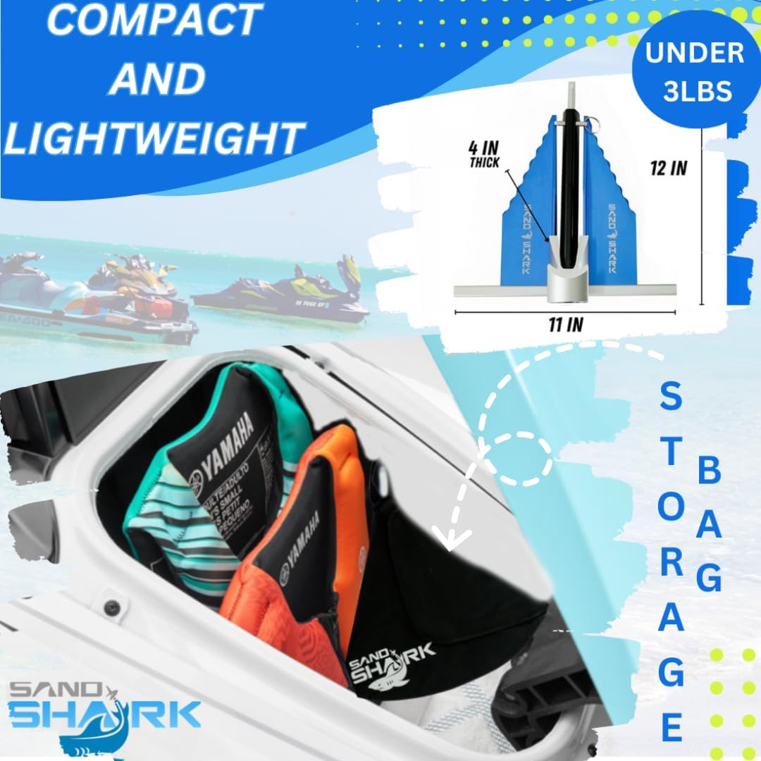 Mini Fluke Anchor– Compact, Powerful Anchor for Jet Skis, PWCs, Kayak, & Small Boats (Anchor, Line, Case)