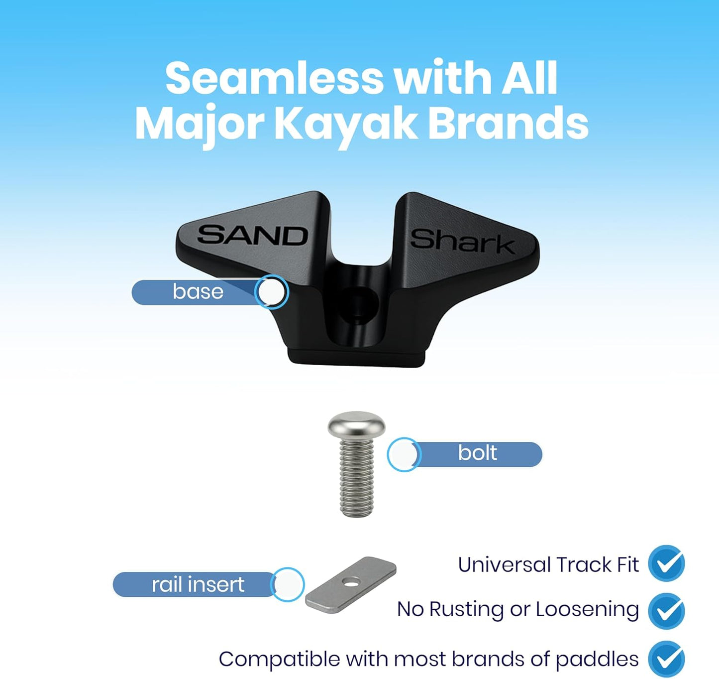 2-Pack Kayak Cleat and Paddle Holder Combo - Track Mount Kayaking Accessory