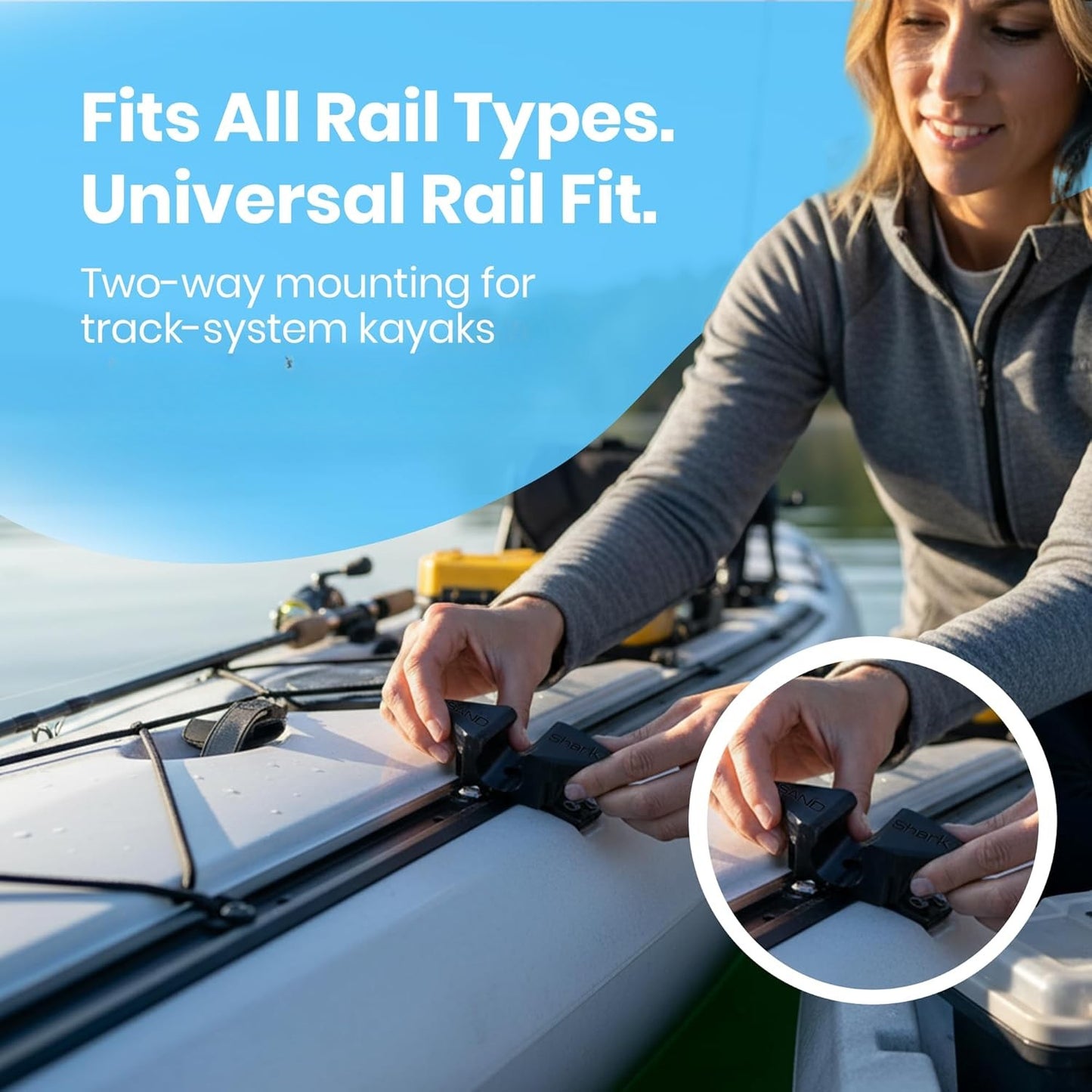 2-Pack Kayak Cleat and Paddle Holder Combo - Track Mount Kayaking Accessory