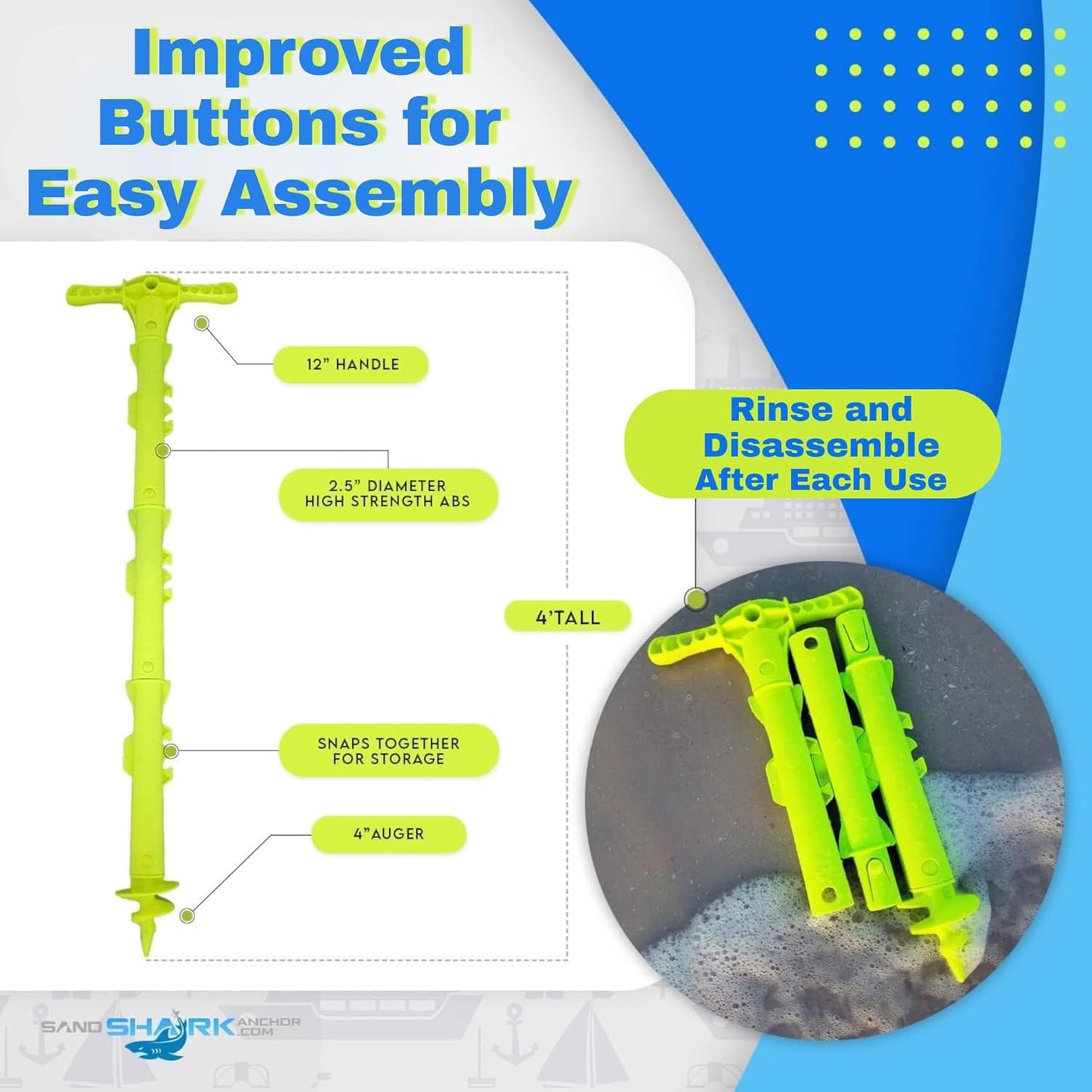 Sport Anchor - Shallow Water Anchor Pole for Boats and PWC. Easy Storage, High-Strength ABS (4' tall)