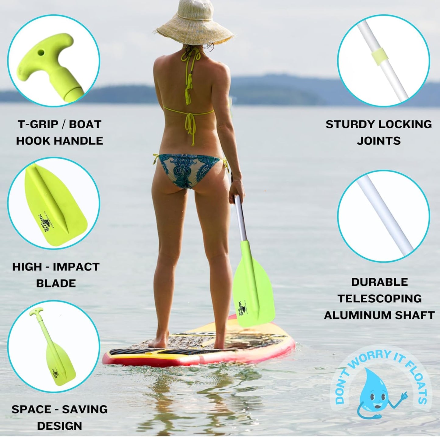 Premium Telescoping Emergency Boat Paddle- 22''-42'',
