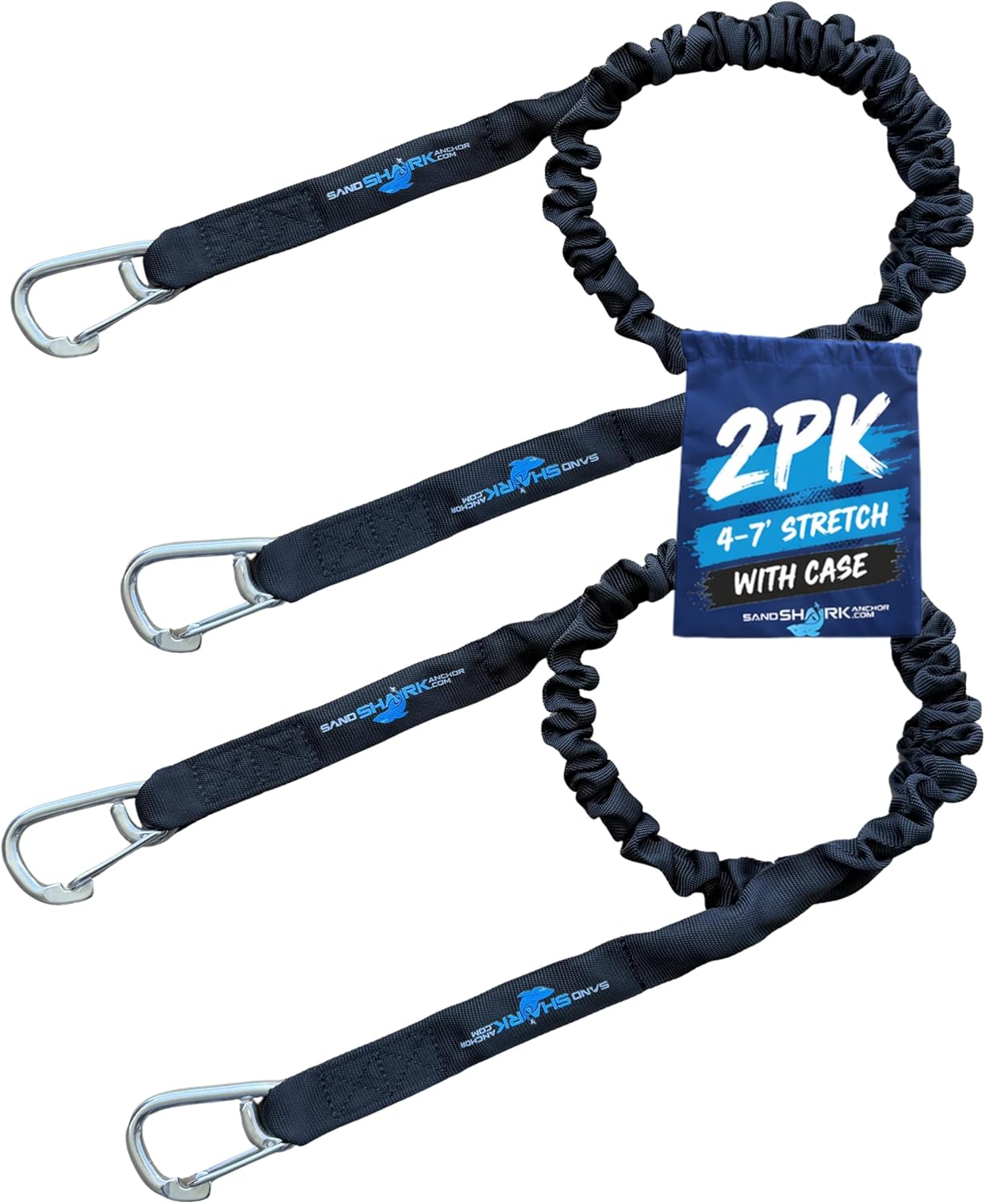 SandShark Premium Flat Bungee Anchor Line – Stretches 7-14