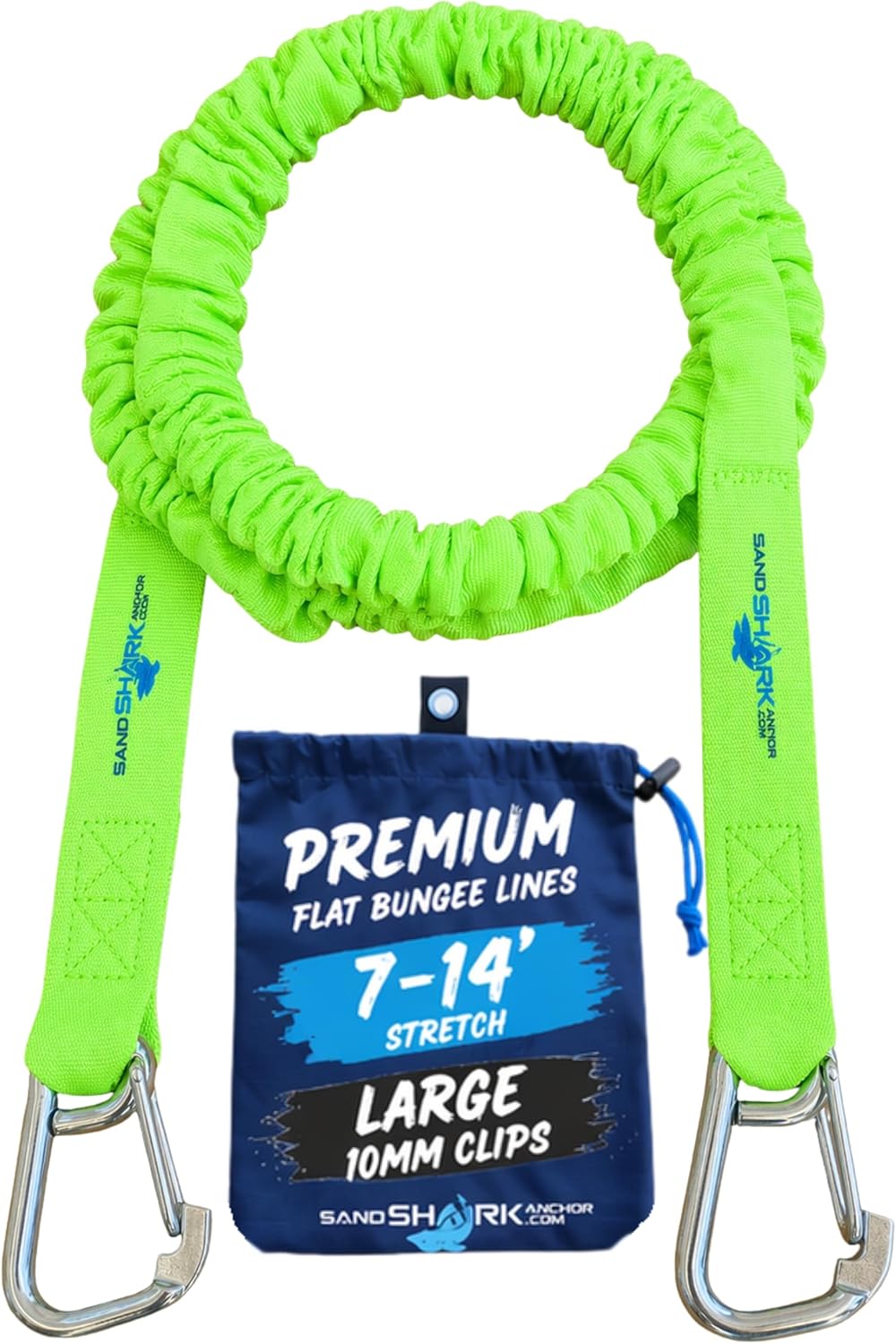 SandShark Premium Flat Bungee Anchor Line – Stretches 7-14