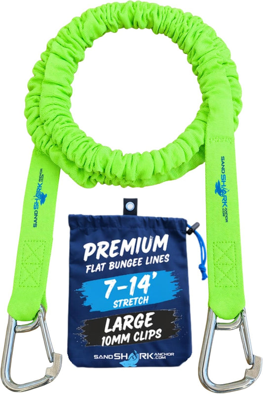 SandShark Premium Flat Bungee Anchor Line – Stretches 7-14