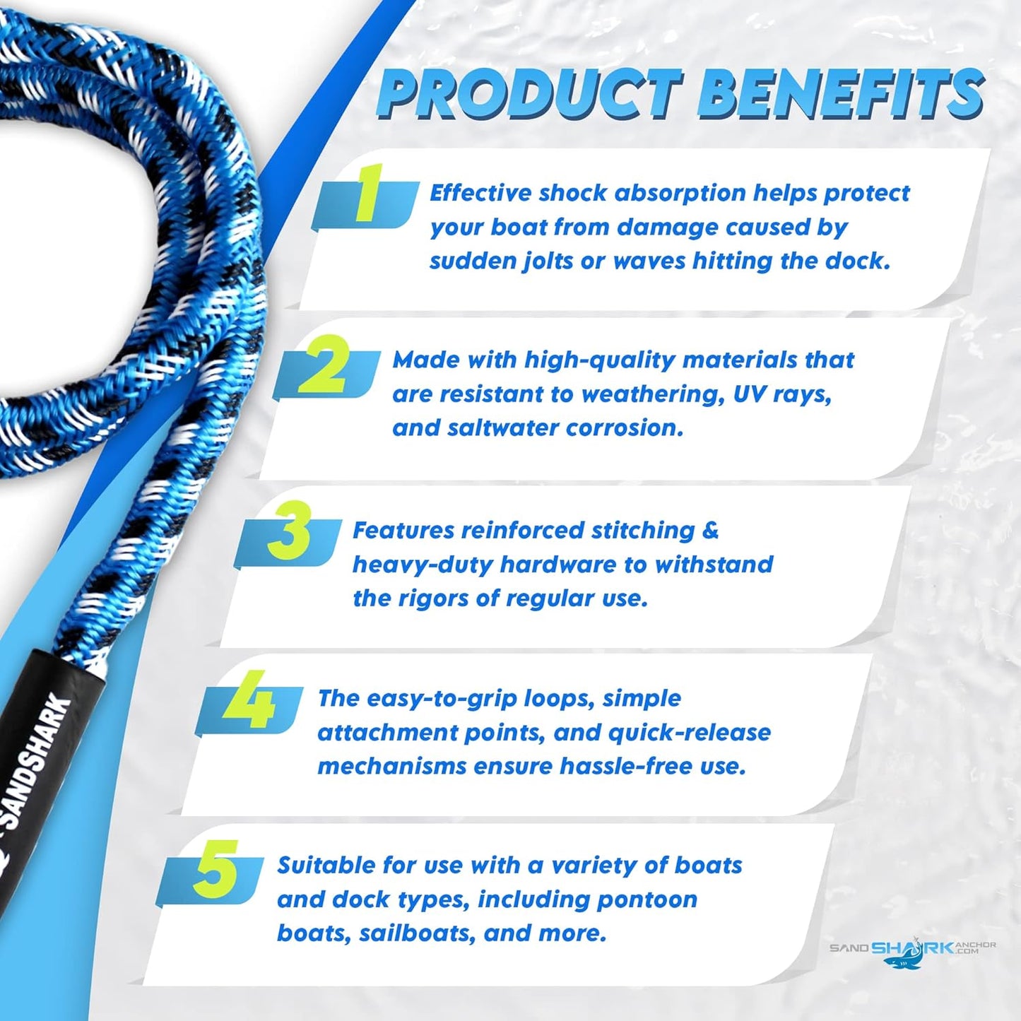 4-5.5 ft Bungee Dock Line – Ultimate Stretch and Security for your Watercraft