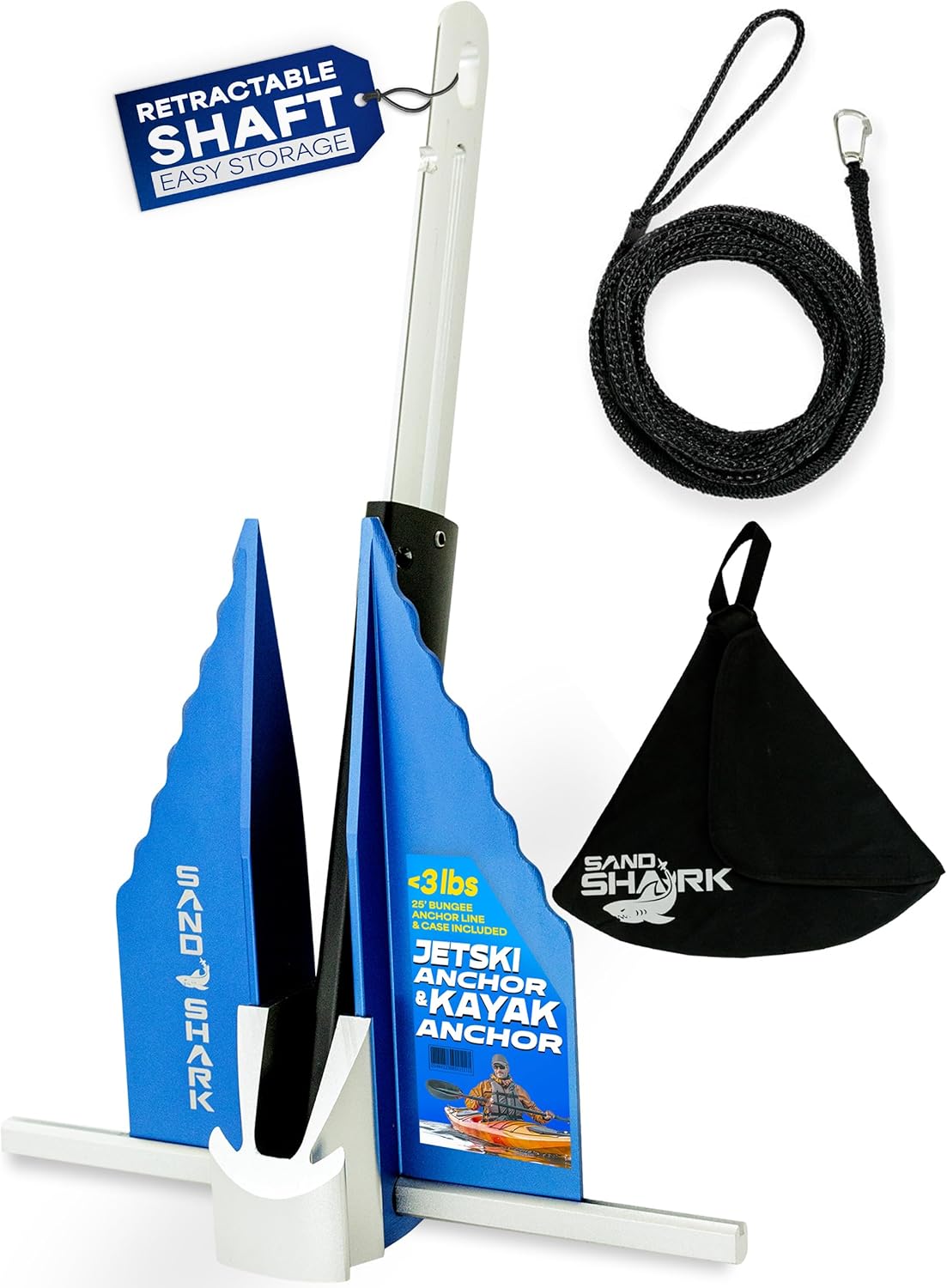 Mini Fluke Anchor– Compact, Powerful Anchor for Jet Skis, PWCs, Kayak, & Small Boats (Anchor, Line, Case)