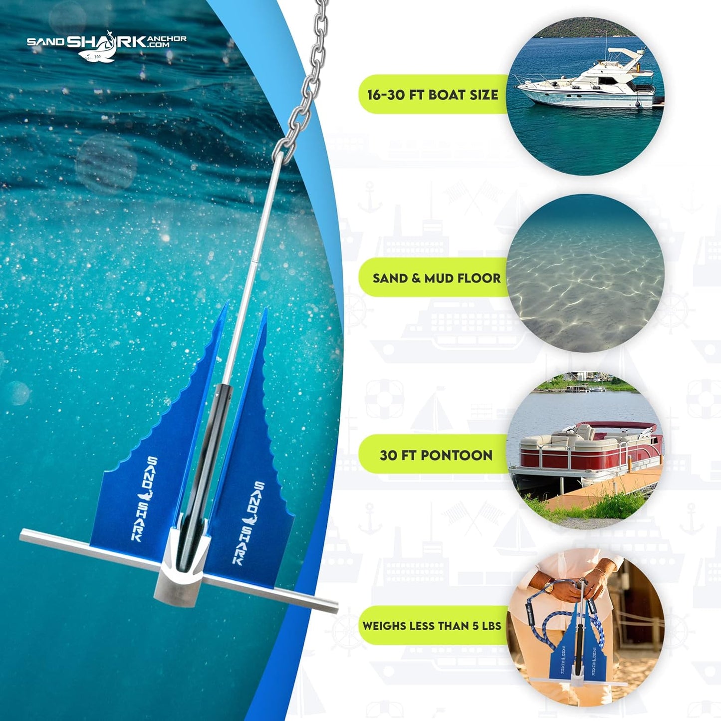 Fluke Anchor by Sandshark – Premium Anchor for Boats & Pontoons