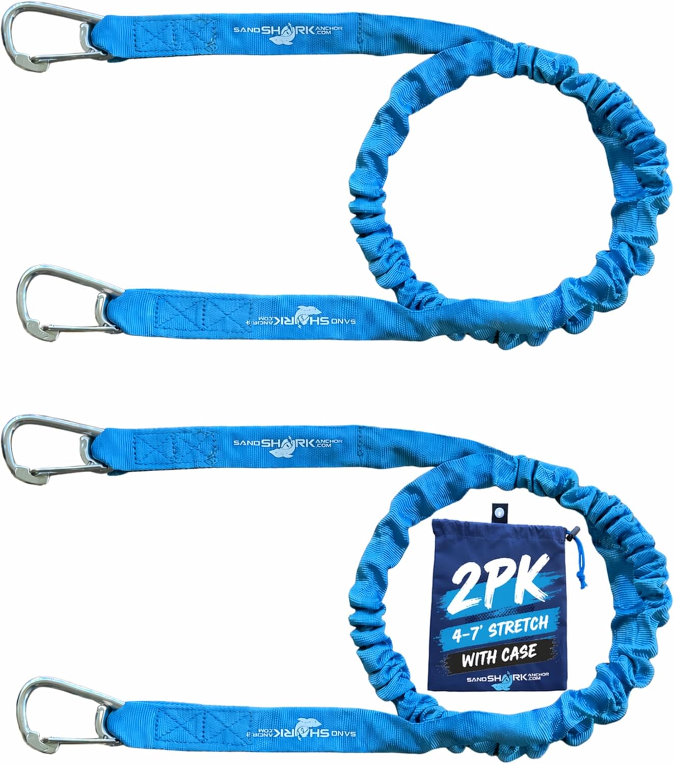SandShark Premium Flat Bungee Anchor Line – Stretches 7-14