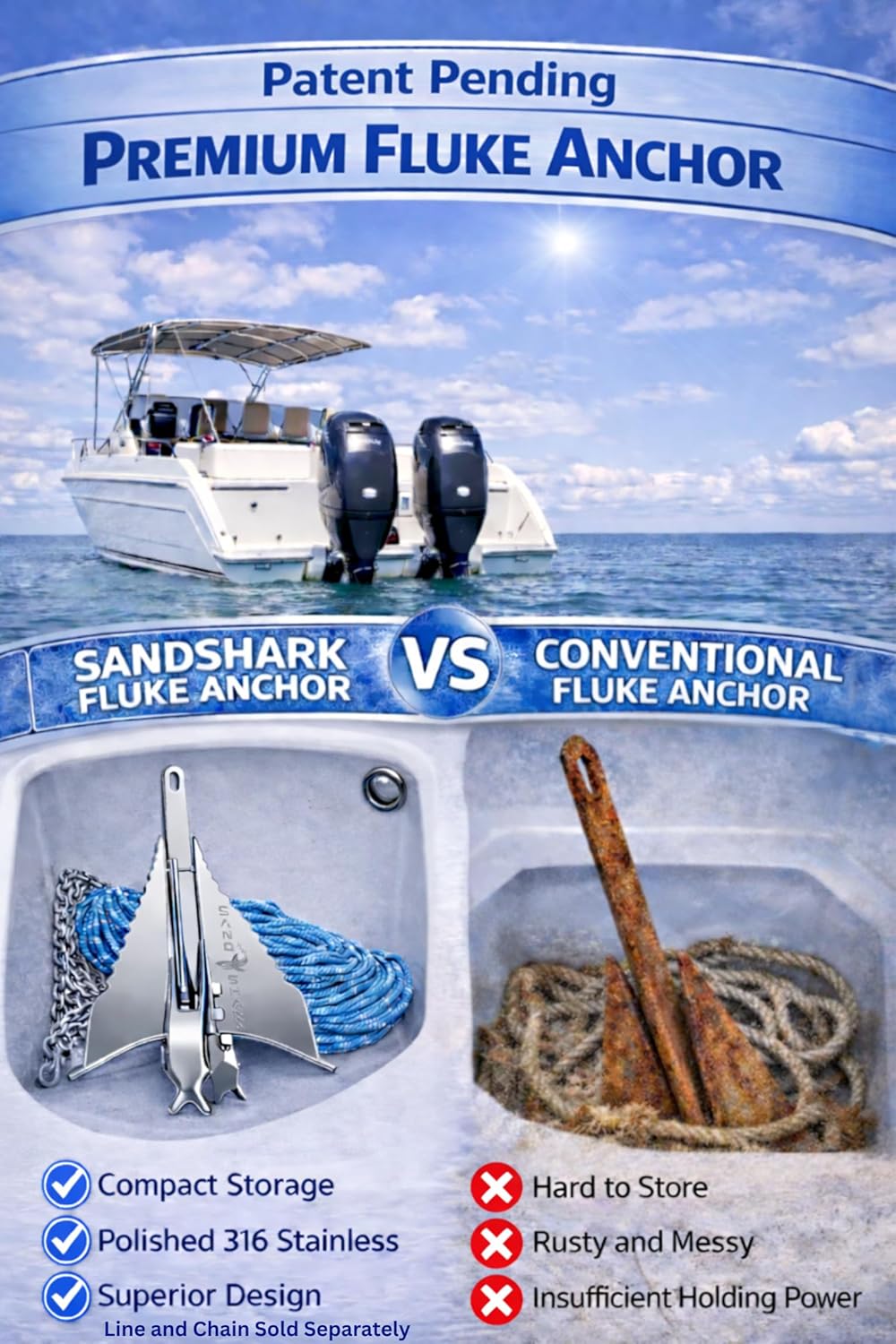 Sandshark Stainless Fluke