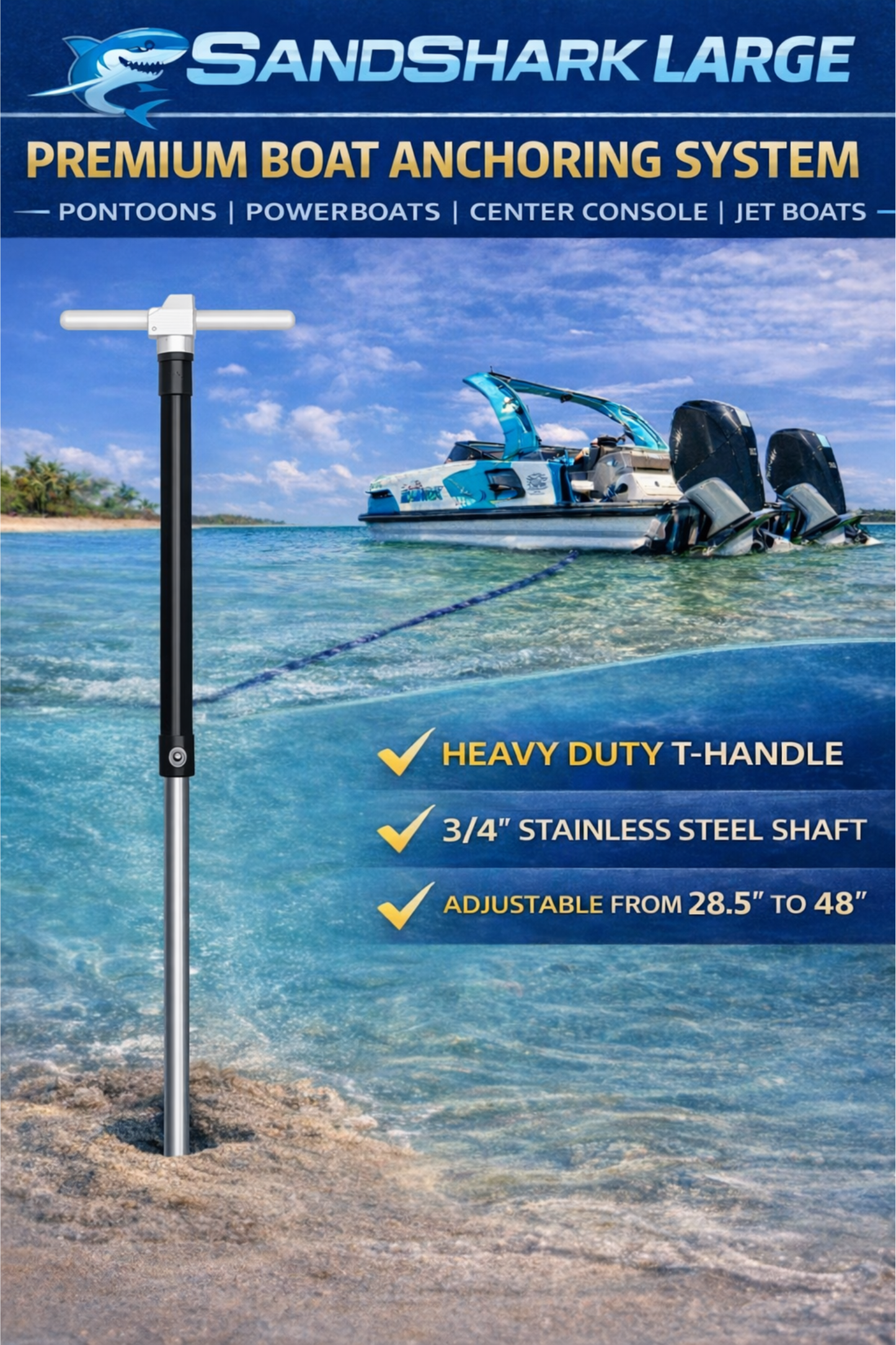 Ultimate Large - Premium Screw in Boat & Pontoon, Stainless Steel (29"-48", Case)