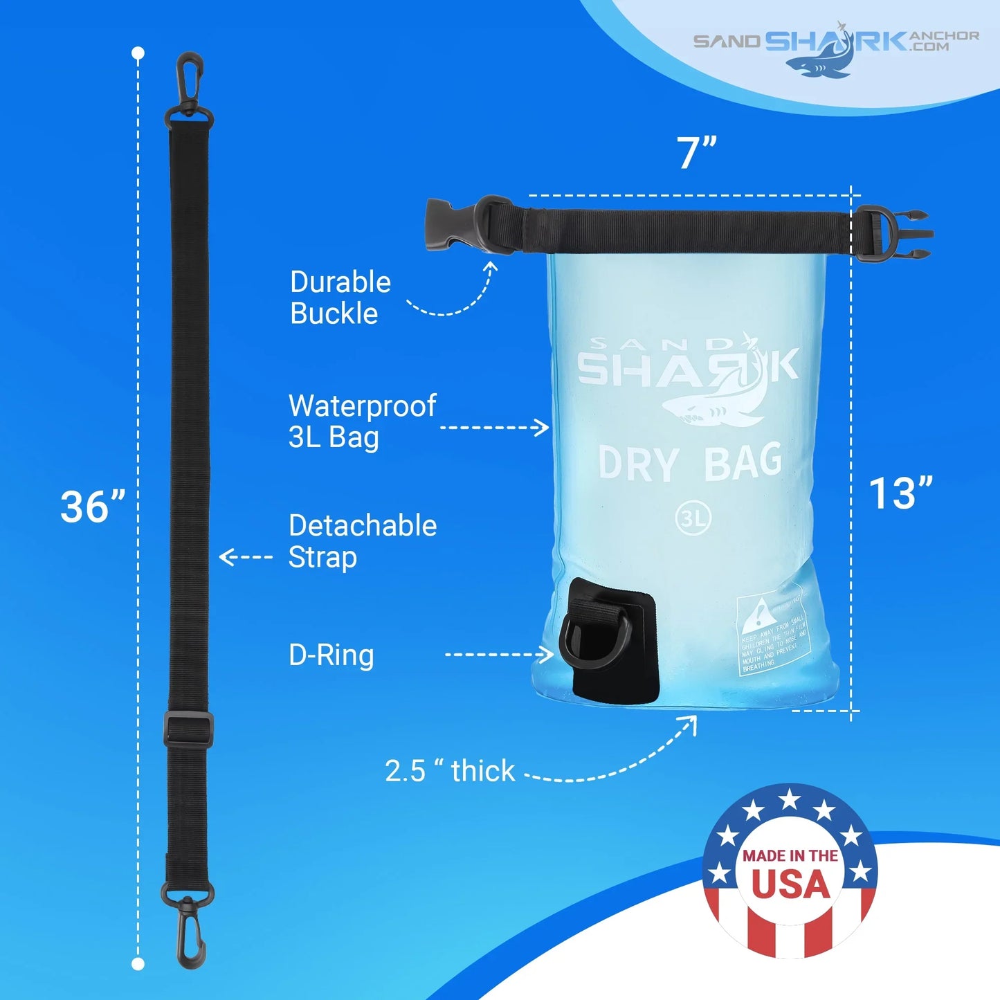 SandShark Anchor 3L Waterproof Dry Bag – Compact & Durable