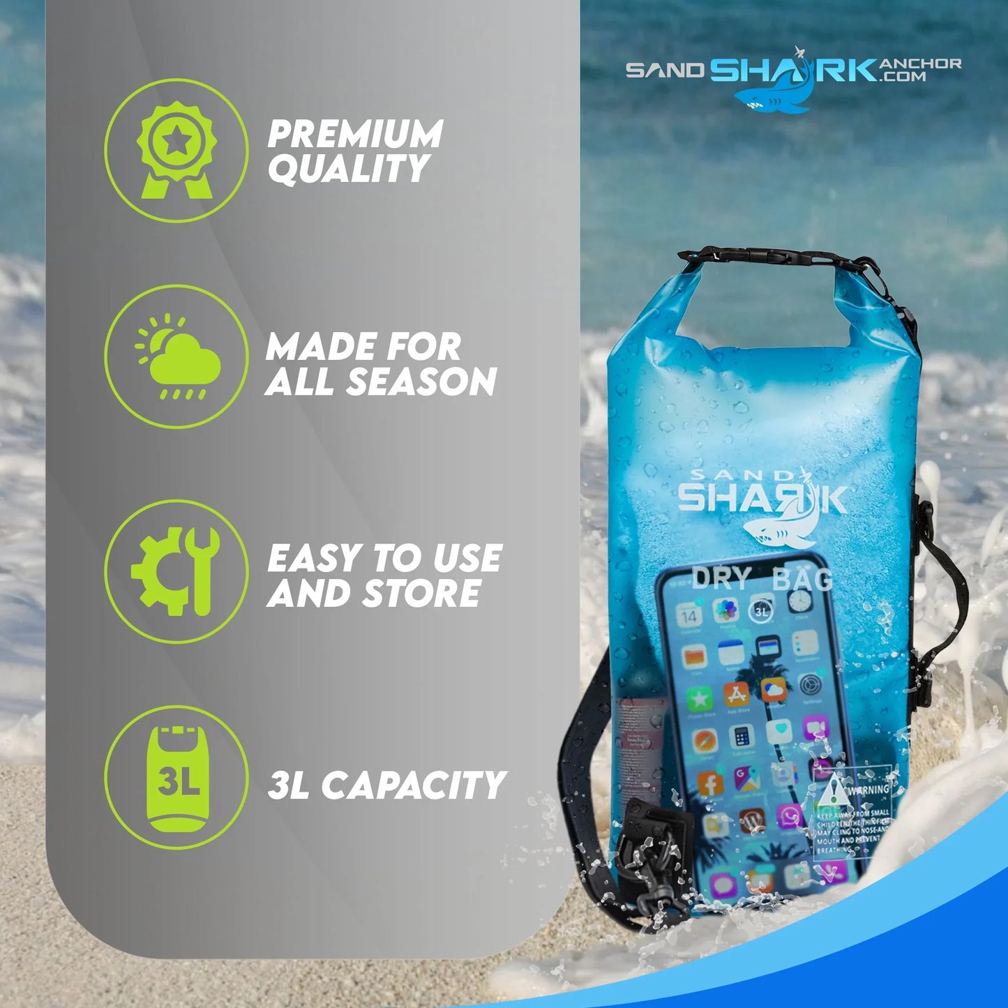 SandShark Anchor 3L Waterproof Dry Bag – Compact & Durable